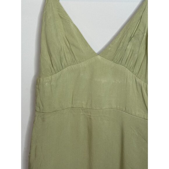Forever 21 Sage Green Midi Dress Tie Straps Smocked Bodice M - Picture 6 of 11
